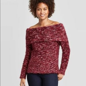 Cowl off The Shoulder Eyelash Sweater Knox Rose
